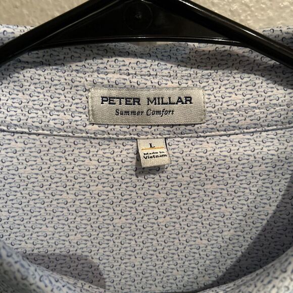 Peter Millar Summer Comfort Mens Large Classic Car Automobile Print Pattern Blue - Picture 2 of 6